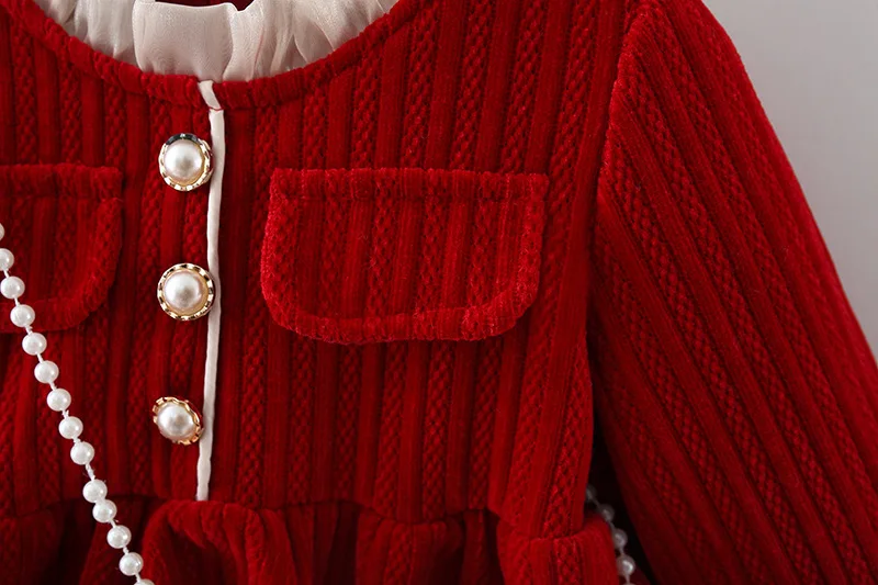 2 Teile/satz Winter Kinder Kleidung Neue Jahr Chirstmas Baby Mädchen Dickes Kleid Zarte Kleinkind Kostüm Kind Kostüm + Niedlichen Kaninchen Tasche – Detail 5