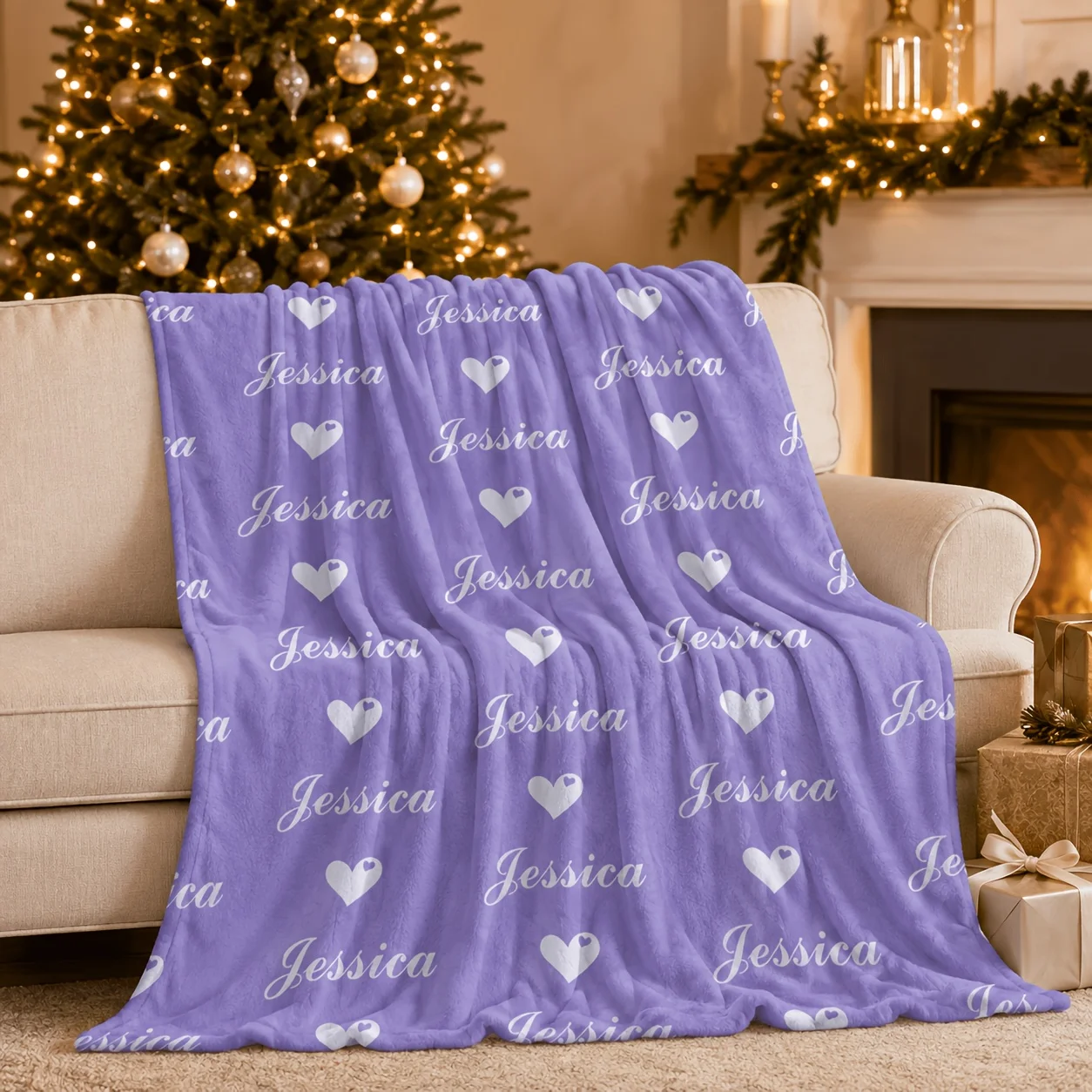 Personalized Name Custom Blanket, Vintage Flannel Blanket, Custom Gift for Couples and Family Memories, Unique Souvenir Present