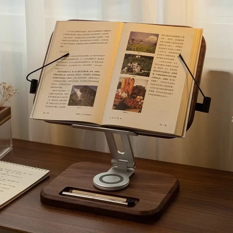 Black Walnut Classic Wooden Reading Stand, Reading Computer Solid Wood Shelf Desktop Stand