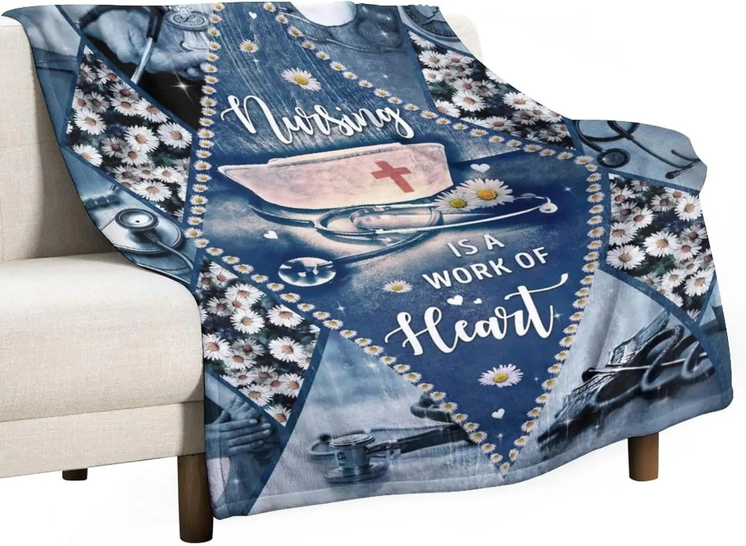 Cozy Spring Fall Throw Blanket for Home Decor Nurse Gift Blanket Healthcare Worker Caregiver Mom Dad Memorial Keepsake Gift Deco