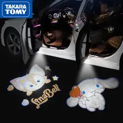 TAKARA TOMY 헬로 키티 만화 귀여운 자동 유도 웰컴 라이트 도어 라이트, 자동차 범용 프로젝션, 자동차 분위기 조명