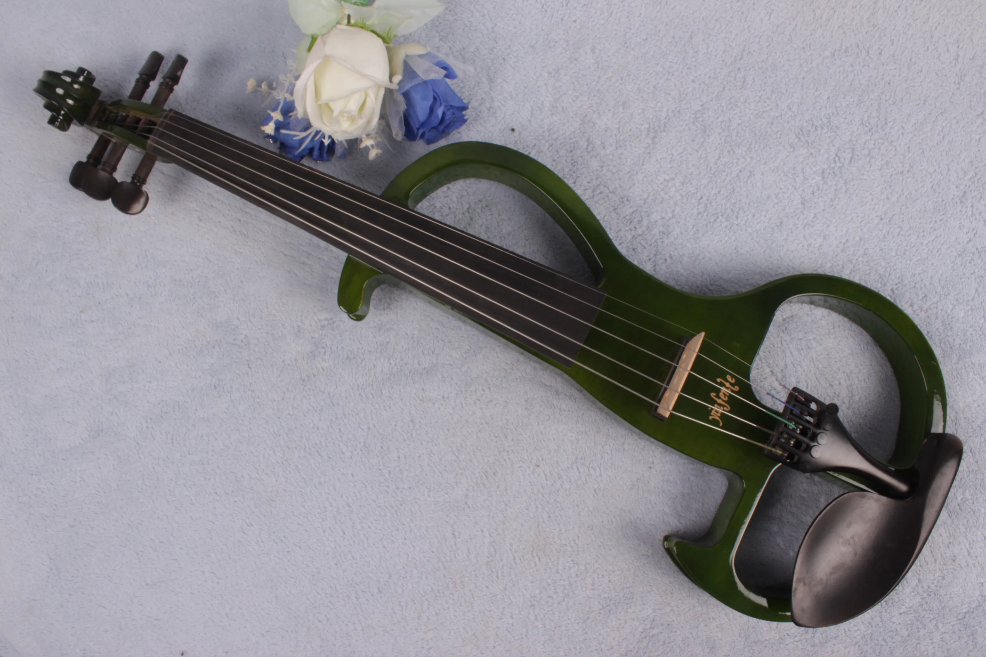 New  dark green color   5 string 16'' Electric Viola Silent    Powerful Sound   Case Bow   black  color solid  wood   body