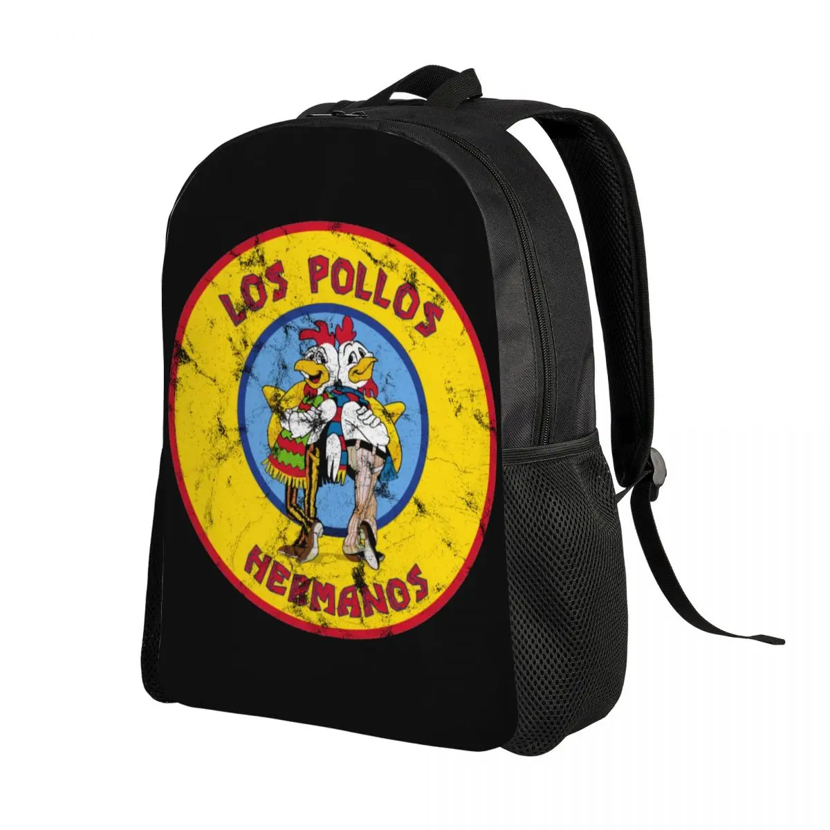 Distressed Breaking Bad Backpack for Women Men Water Resistant College School Los Pollos Hermanos Bullseye Bag Print Bookbags