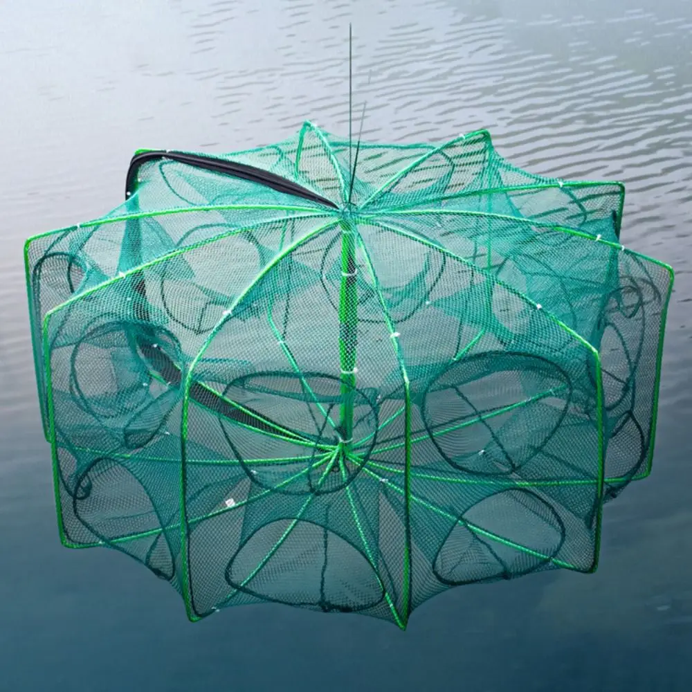 6/8/10 Holes Fishing Net High Quality 40~82cm Green Hexagon Octagon Net Foldable Nylon Casting Nets