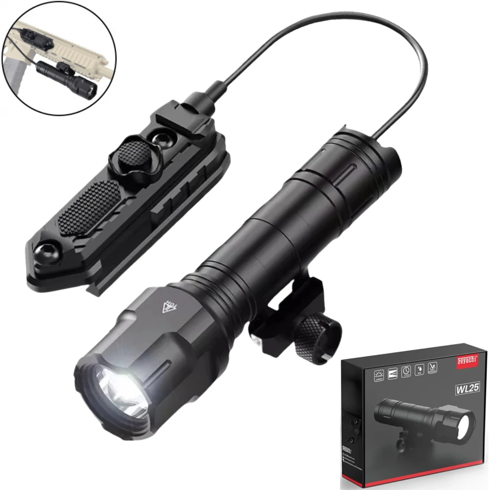 Linterna LED táctica de 1200 lúmenes, 3 modos de luz, luz para pistola con interruptor de presión, accesorios para pistola para riel Picatinny de 20mm