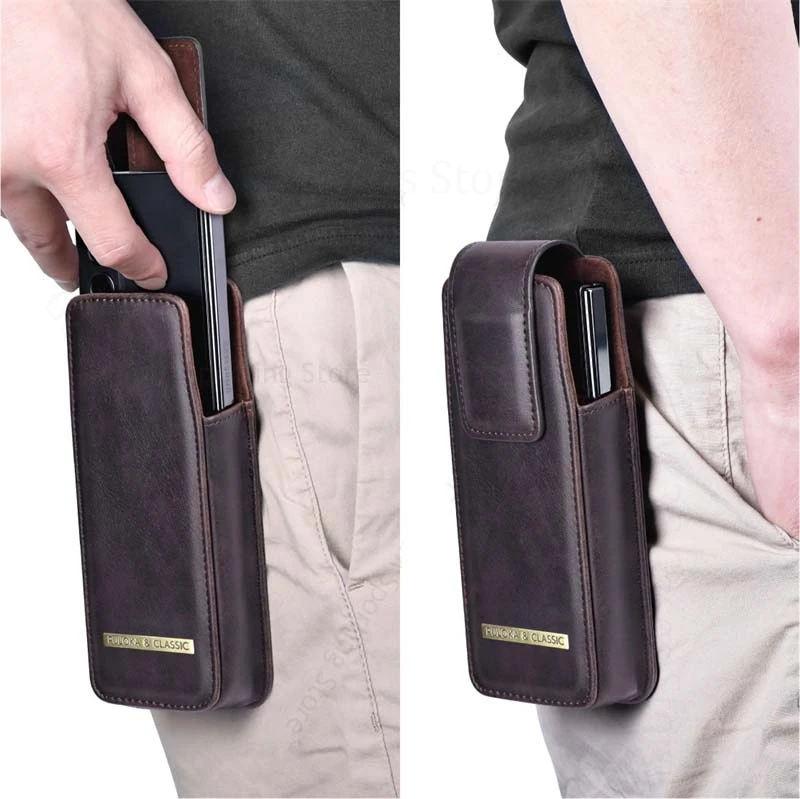 

Cases For Tecno Phantom V Fold2 5G Leather Flip Case Phone Pouch For TECNO Phantom V Fold 2 Magnet Waist Bag Holster Phone Cover