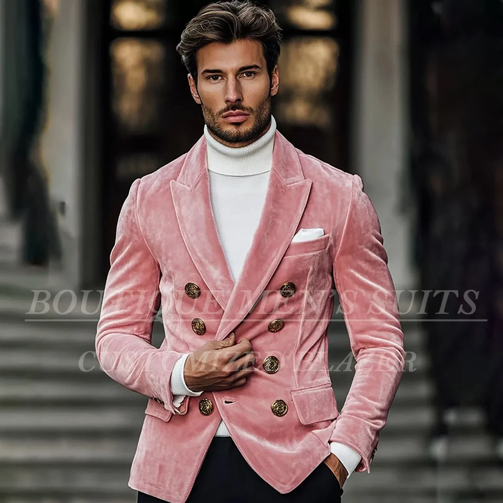 

Customzied Velvet Men's Suits Luxury Slim Fit 2 Piece Jacket Pants Wedding Male Clothing High Quality Male Clothing Terno