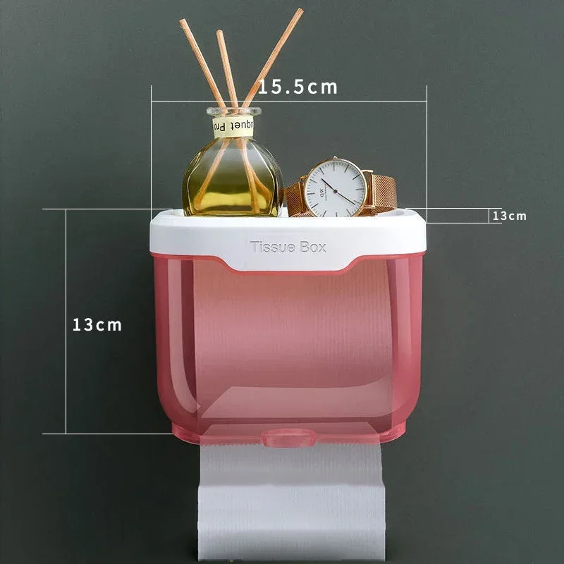 Waterproof Wall Mount Toilet Paper Holder Shelf Toilet Roll Paper Tube Storage Rack Storage Box Tray Rack Bathroom Supplies