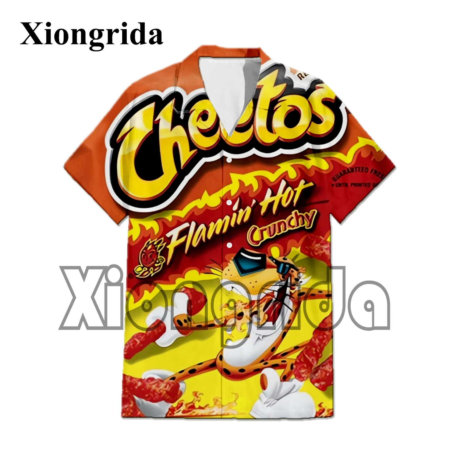 Novelty Hot Cheetos Food Puffs 3D Print Men Shirts Compression Street Punk Short Sleeve Shirts Fashion Hawaii Beach Shirts Tops