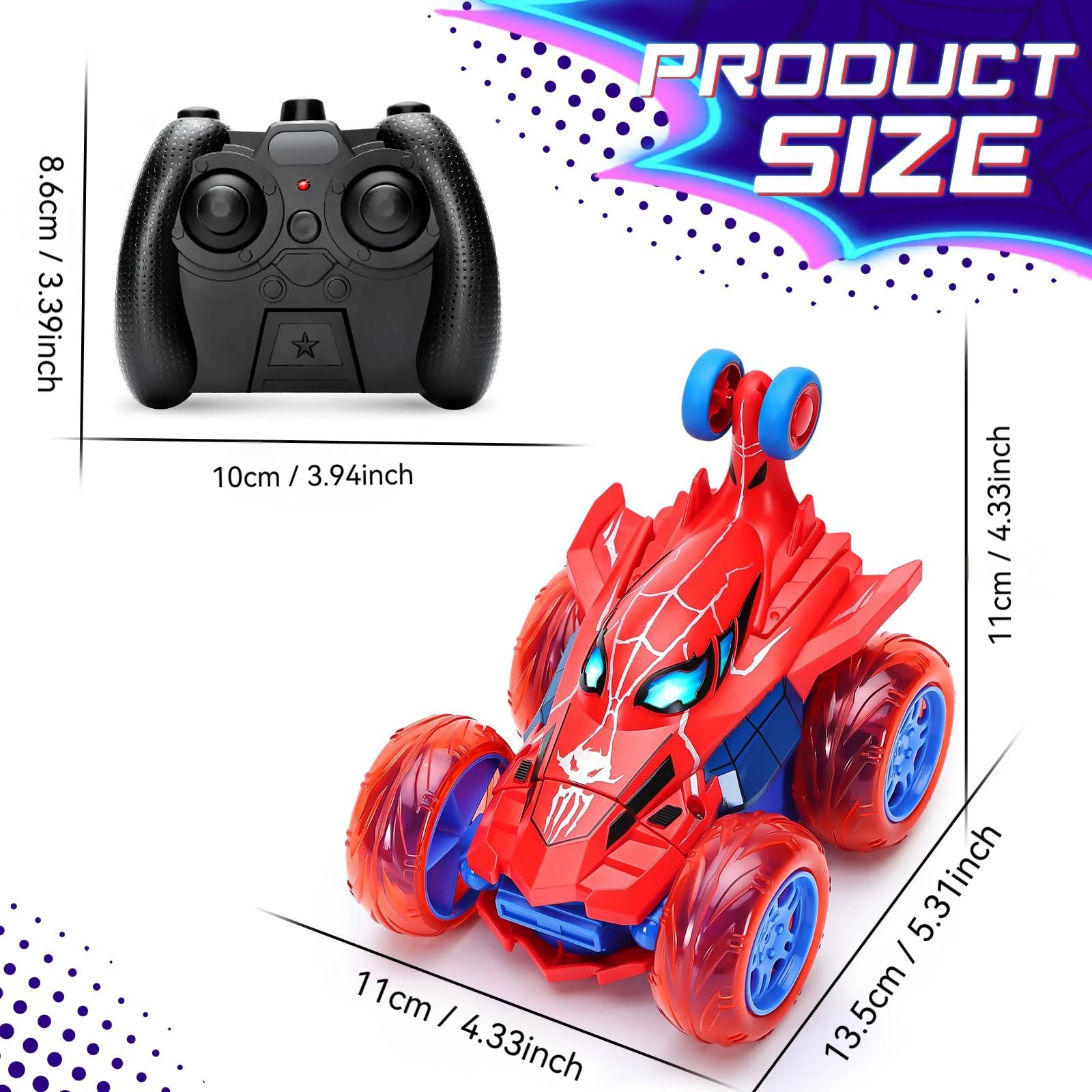 Red RC Car Spider Theme - Tumbling Action, 2.4GHz, Fun Toy