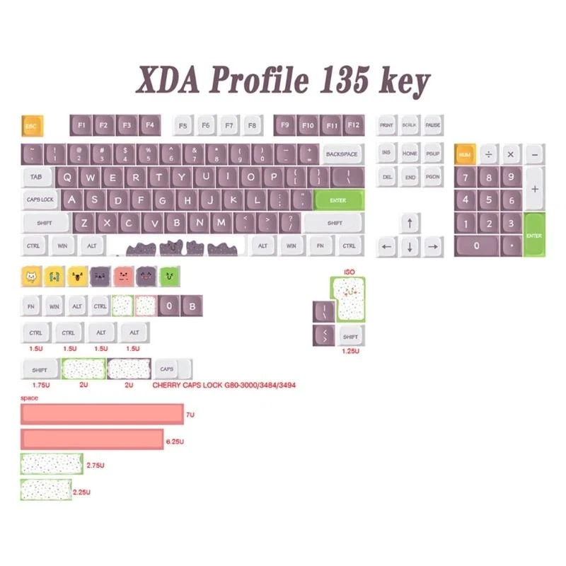 135 Keycaps PBT Dye-Su XDA profile keycap حلوة وحش مفاتيح المفاتيح السميكة PBT للوحة المفاتيح الميكانيكية DIY Keycap أفضل بيع