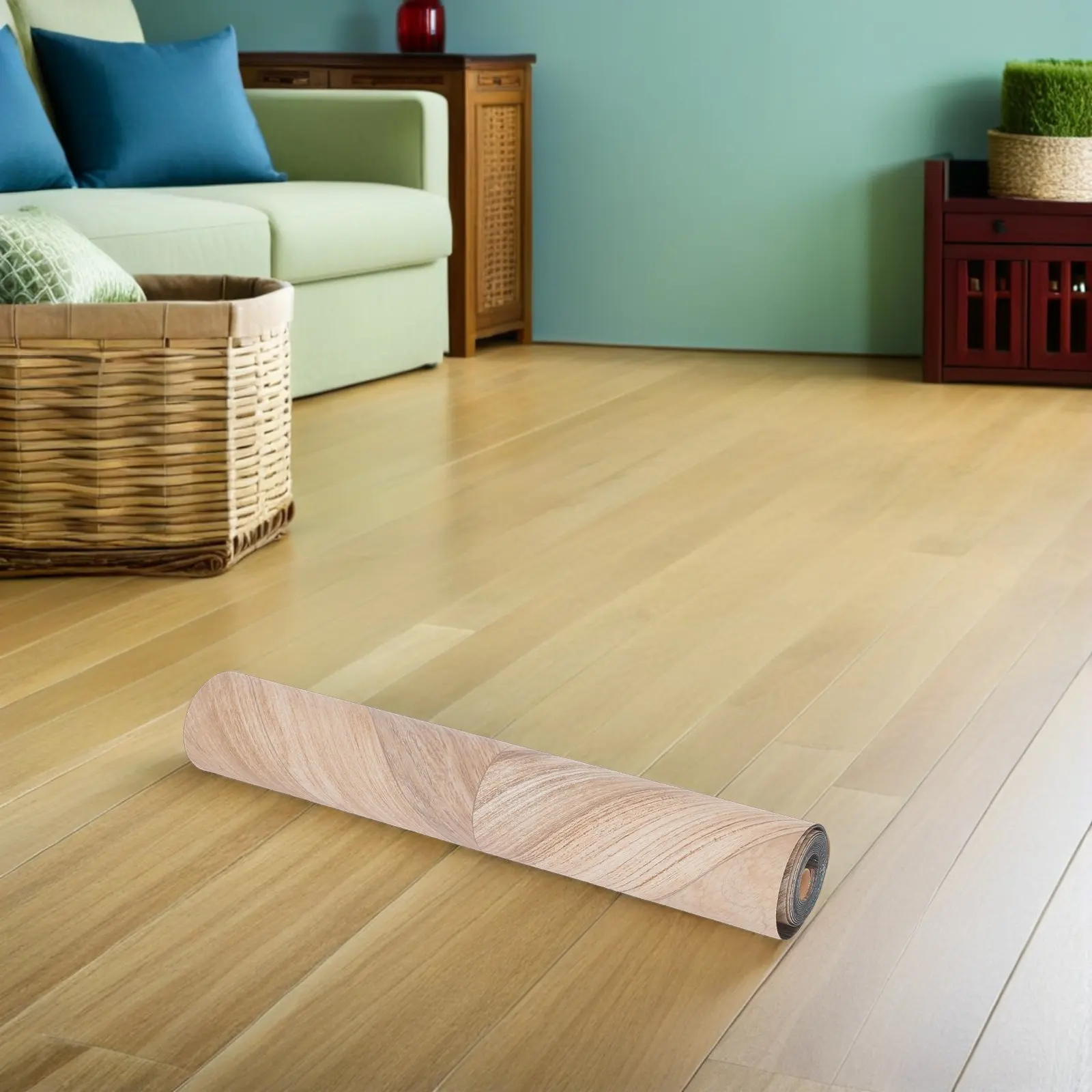 Rolo de Piso de PVC Autoadesivo 9,8 pés X 23,5 polegadas, Azulejos de Piso Peel and Stick para Escritório e Casa, Resistente a Arranhões e de Alto Tráfego