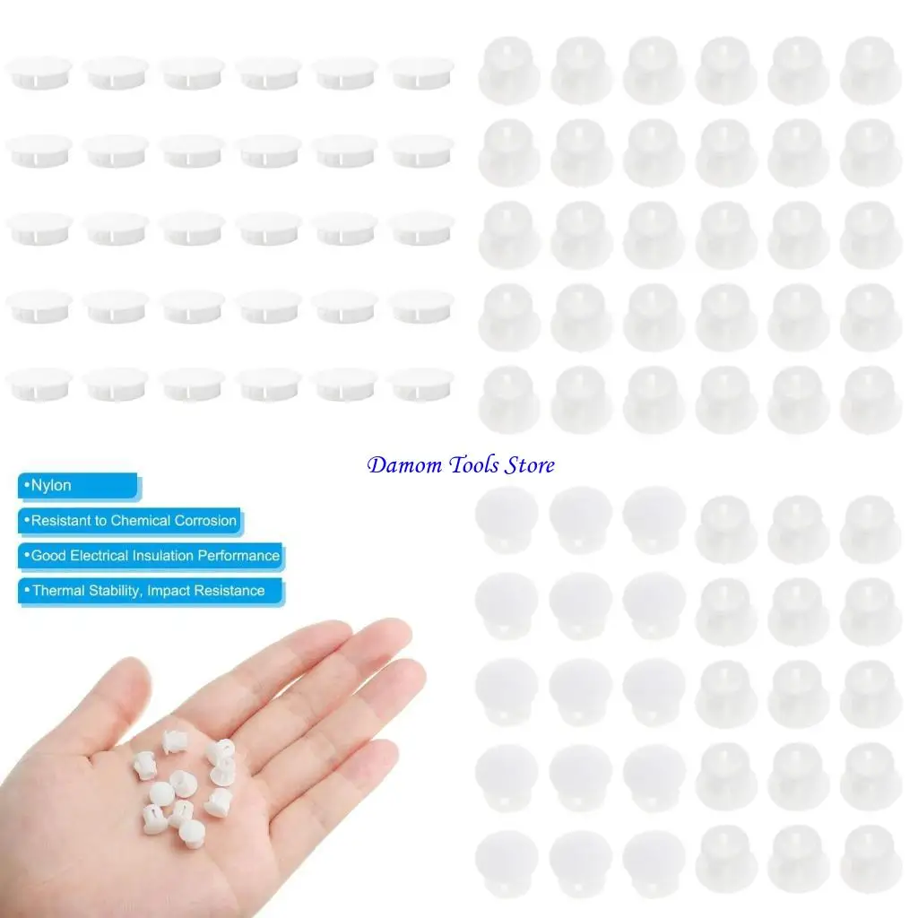 57BE 30Pcs White Hole Plugs Screw Caps Covers for Enhancing Kitchen Office Furniture