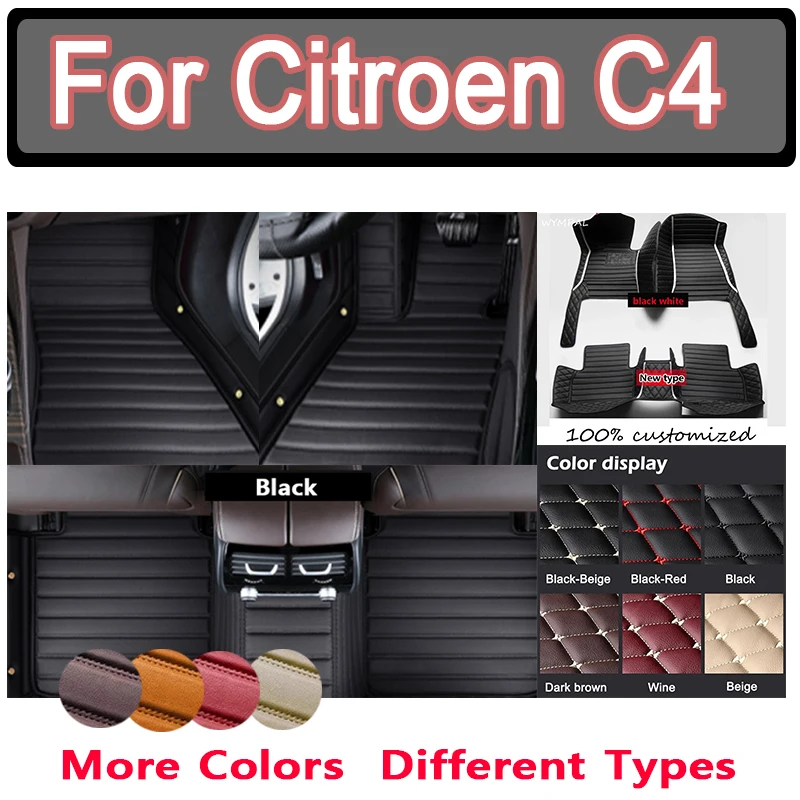 

Luxury Custom Auto Luxury Leather Car Floor Mat For Citroen C4 Grand Picasso 2004 2005 Car Mat Full Set Waterproof Accessories