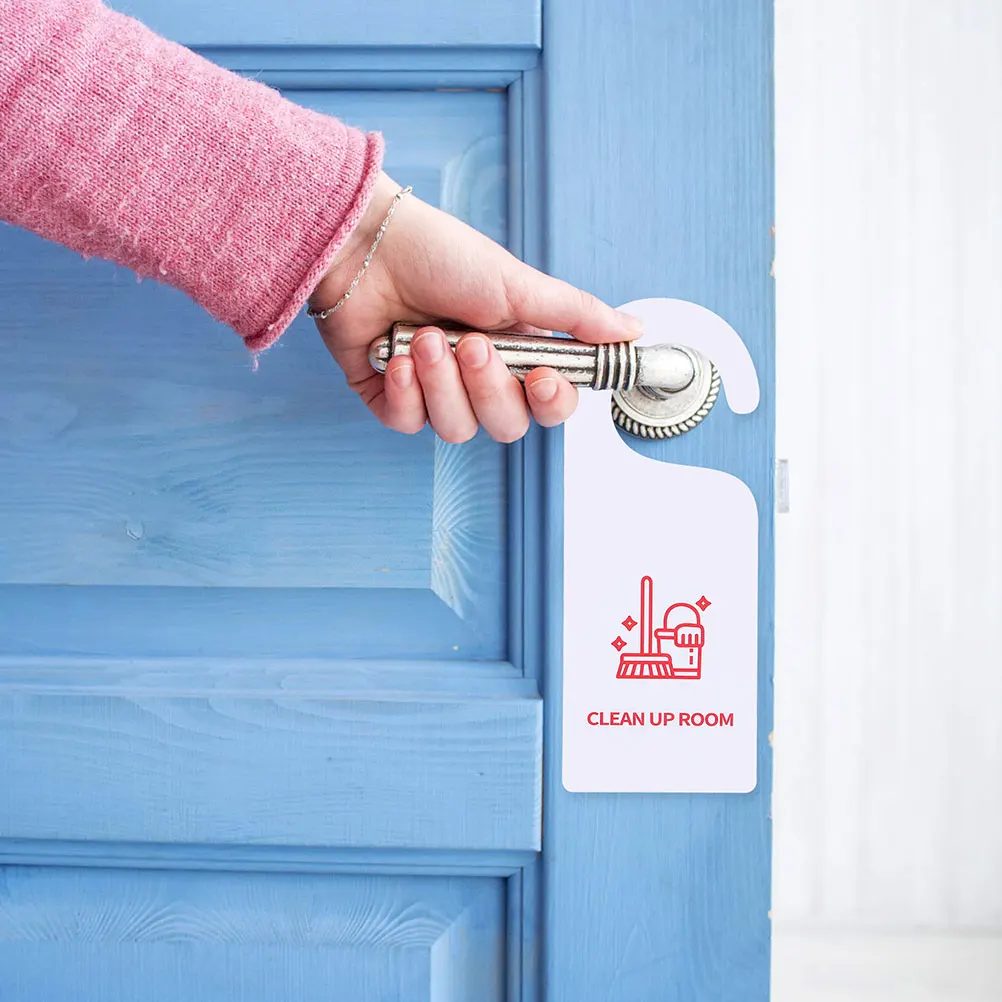 

6pcs Hotel Double Sided Door Hanger Sign Pvc Do Not Disturb Clean Room Indicator For Home Office Bedroom Tabletop Organizer