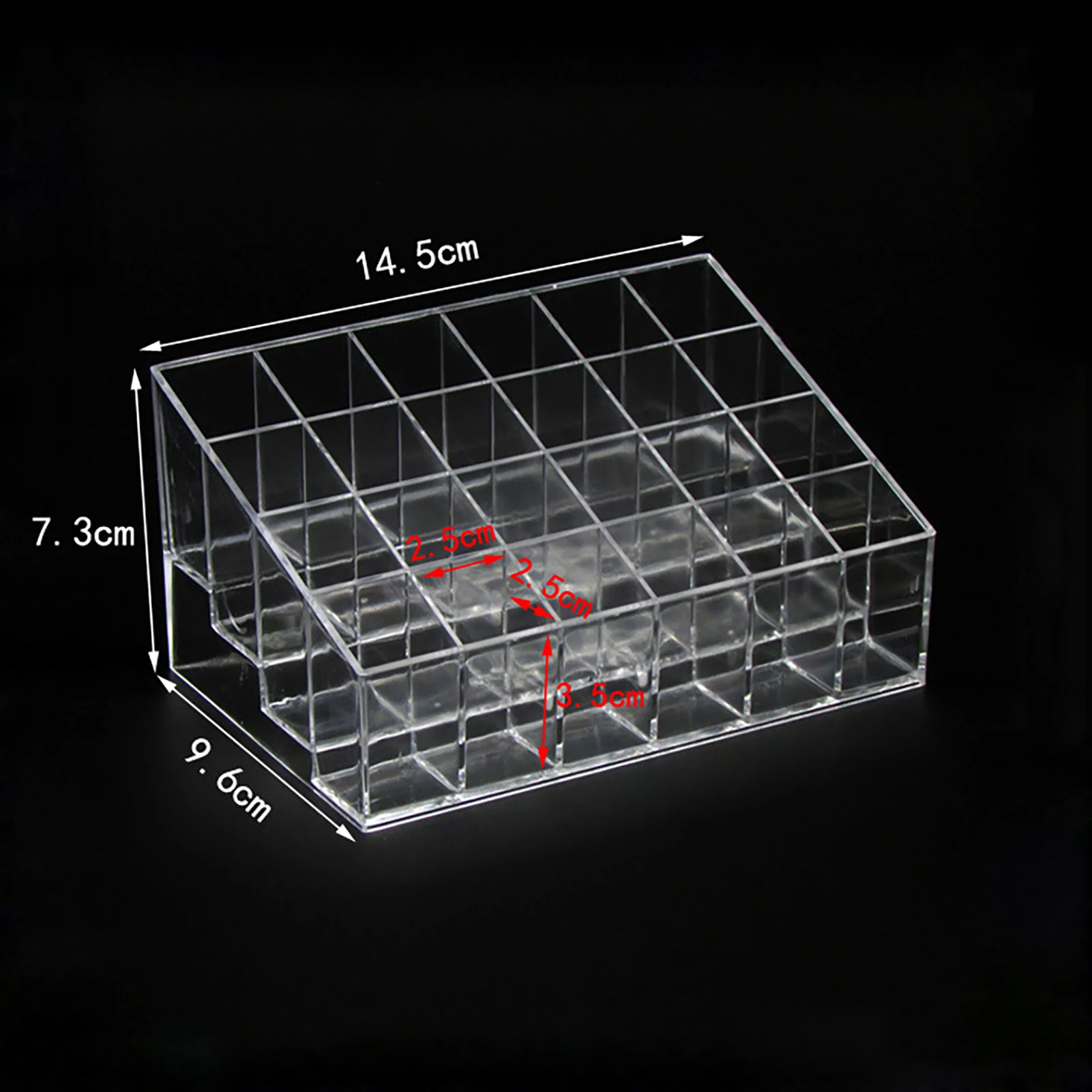 24-Gitter Lippenstift Nagellack Display Rack Trapez Kunststoff Transparent Make-Up Stand Rack Kosmetik Organizer Halter Box