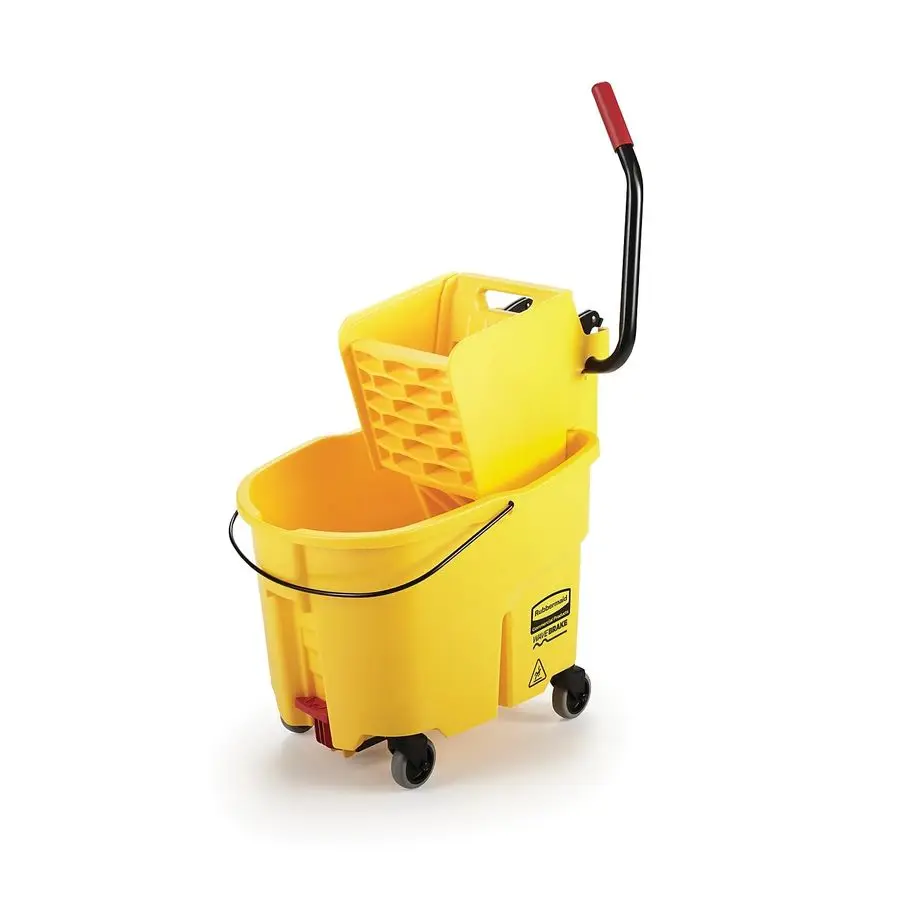 

Commercial 35Qt WaveBrake 2.0 SidePress Mopping Bucket and Wringer with Foot Pedal Drain, Yellow, for Professional Industrial Bu