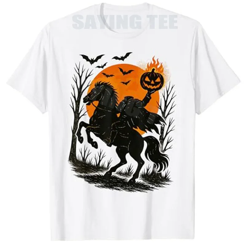 

Headless Horseman Pumpkin Graphic Tee Halloween Scary Stories Folklore Classic T-Shirt Men