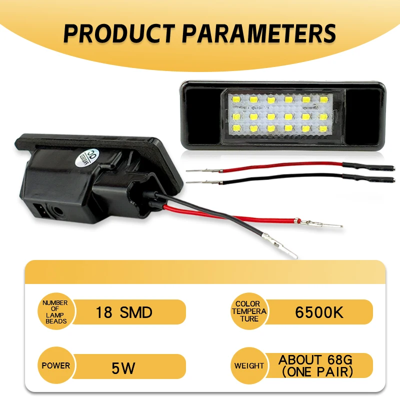 2x سيارة الخلفية 18 LED مصلحة الارصاد الجوية رقم الترخيص لوحة ضوء مصباح 6000K لبيجو 106 207 307 308 406 407 لسيتروين C3 C4 C5 C6 C8 #3
