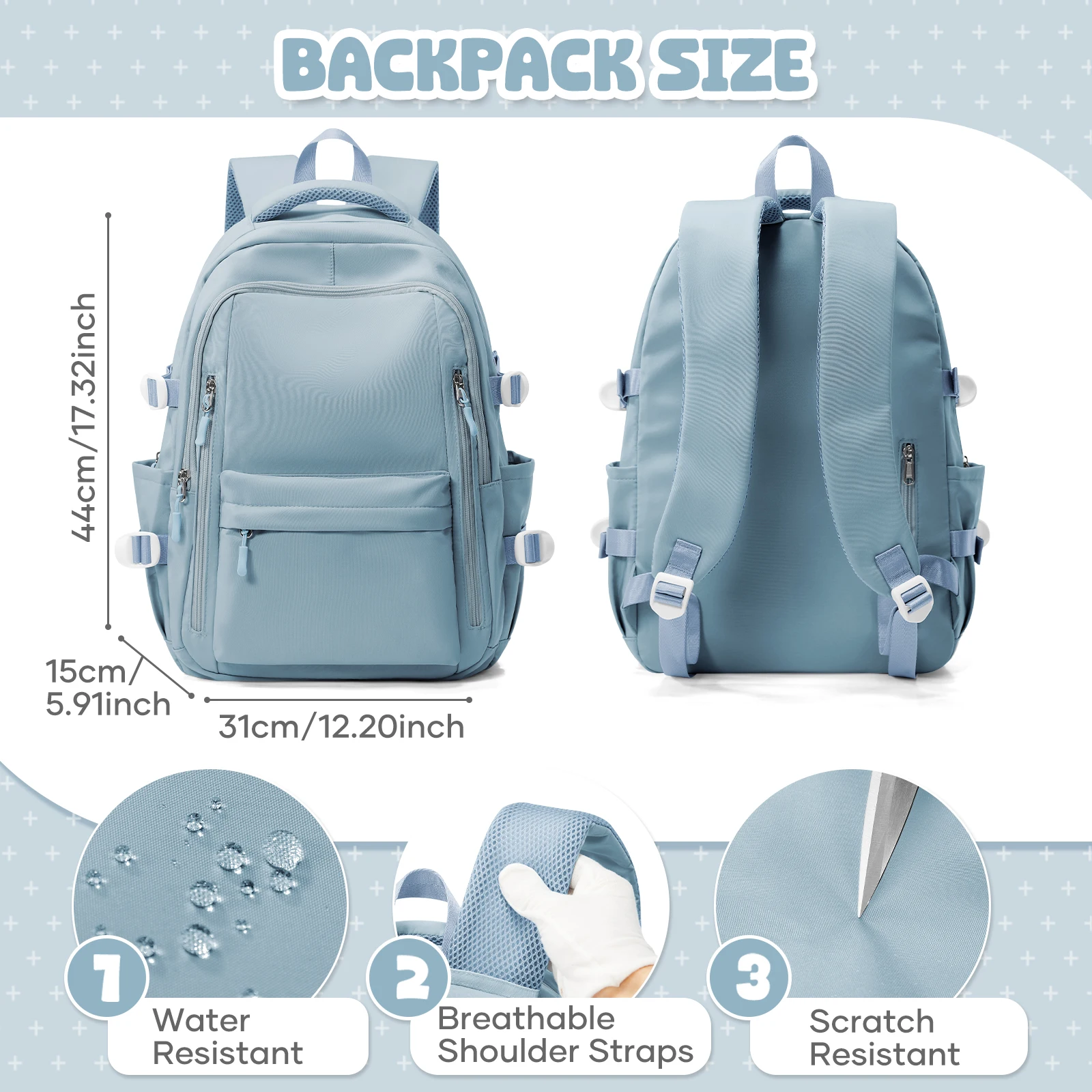 حقيبة ظهر كاجوال خفيفة الوزن للنساء والرجال، حقائب ظهر مدرسية للحرم الجامعي للأولاد والبنات، حقيبة كتب لطيفة متعددة الجيوب، حقيبة ظهر للتنقل #3