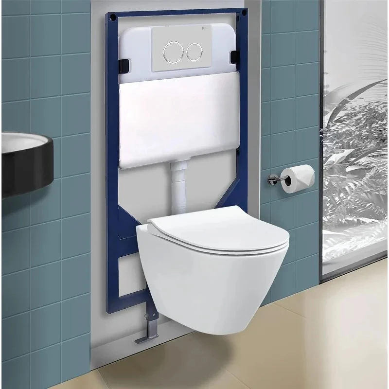 Vogue Wall hung toilet bowl Skirted Bowl With Tank And Actuators