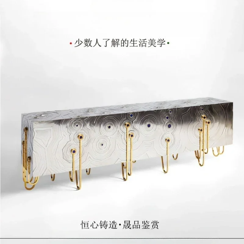 Легкие роскошные изысканные высококачественные боковые шкафы из нержавеющей стали с зеркальной гравировкой, шкафчики