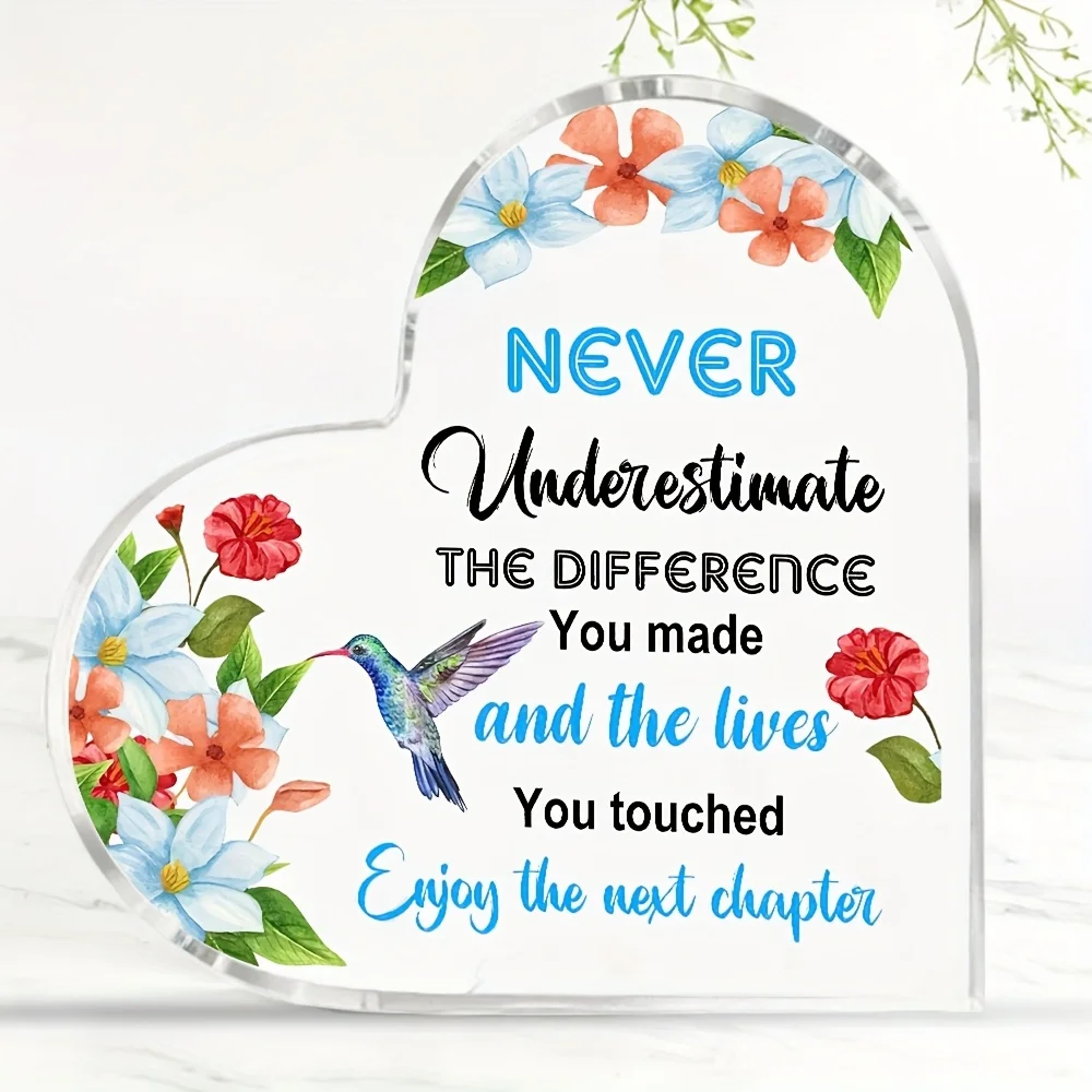 Acrylic Motivational Desk Decoration, 2D Flat Pattern, Modern Style, 4x6 Inch, Coworker Farewell Retirement Leaving Gift for Wom