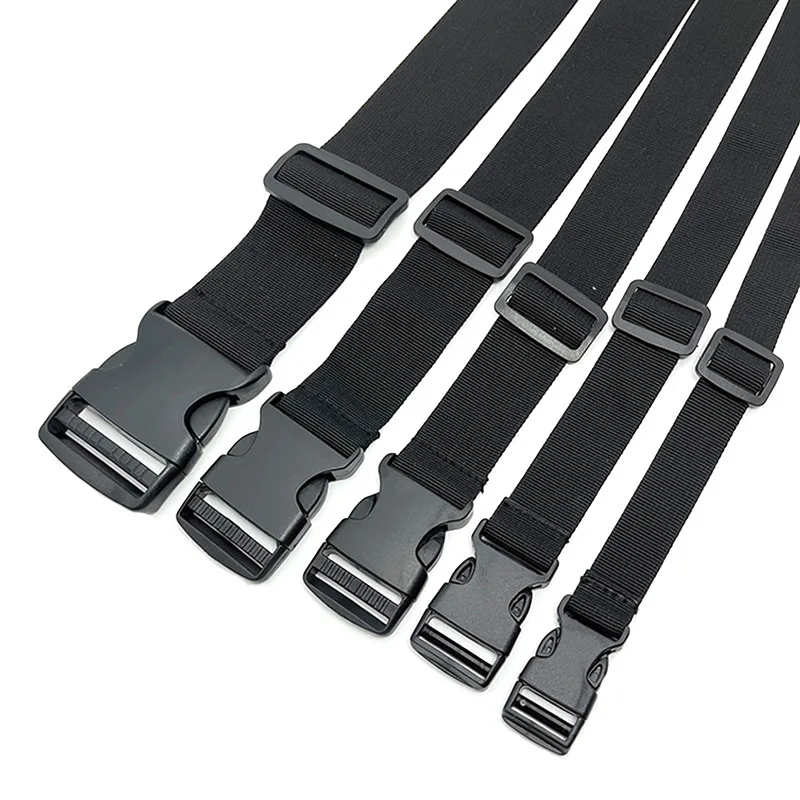 Sangle de ceinture à cils en Nylon noir Durable, attache de chargement pour bagages, avec boucle à came, Kits de voyage, outil de Camping en plein air