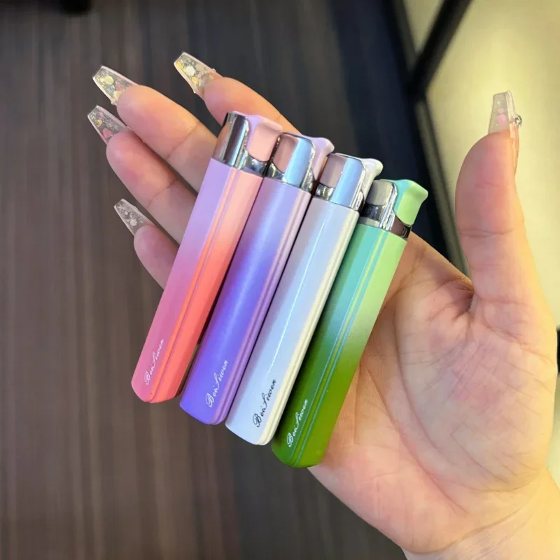 Mini Gradient Inflatable Portable Lighter Windproof High Beauty Outdoor Lighter Cigarette Accessories Women Smoking Gift