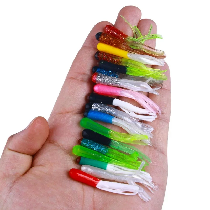 

Wondersee 50PCS Soft Bait Hollow Tube Fishing Lure 50mm 0.8g perch trout killer silica artificial Lure Wobblers Carp Swimbait