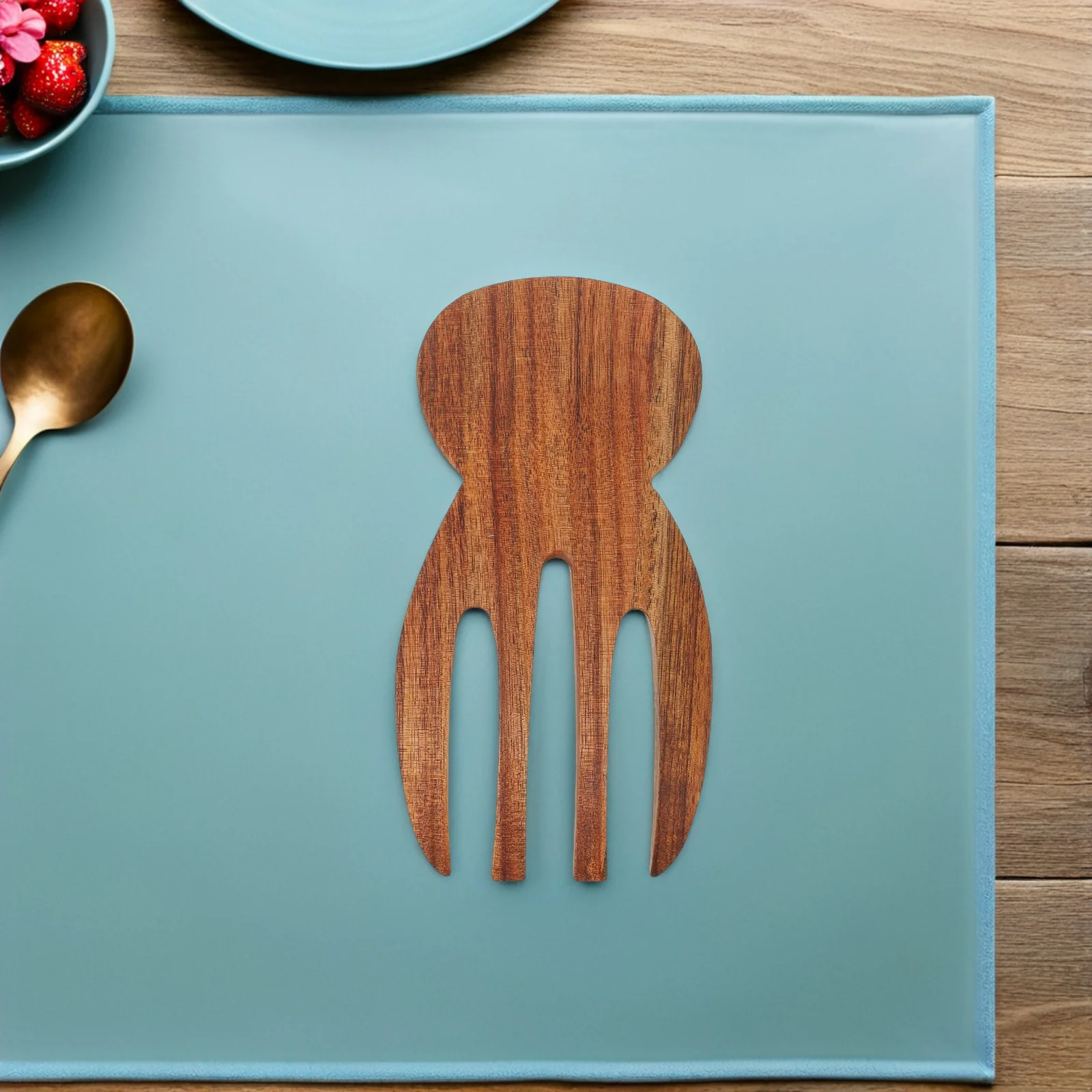 

2pcs Acacia Wood Hands Natural Grain Kitchen Utensils For Mixing Serving Pasta Fruit Salad Tongs Fork Buffet Tools Wood