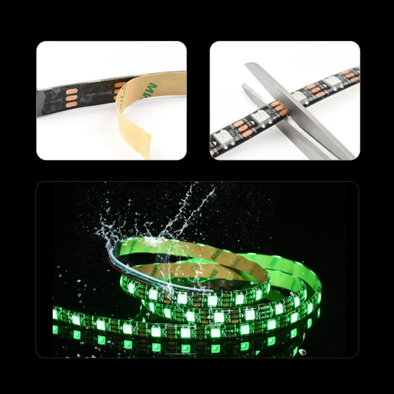 Micro Snow WS2812 Programmable RGB LED Strip Light Can be cut freely With adhesive backing Waterproof Bendable Any Shape