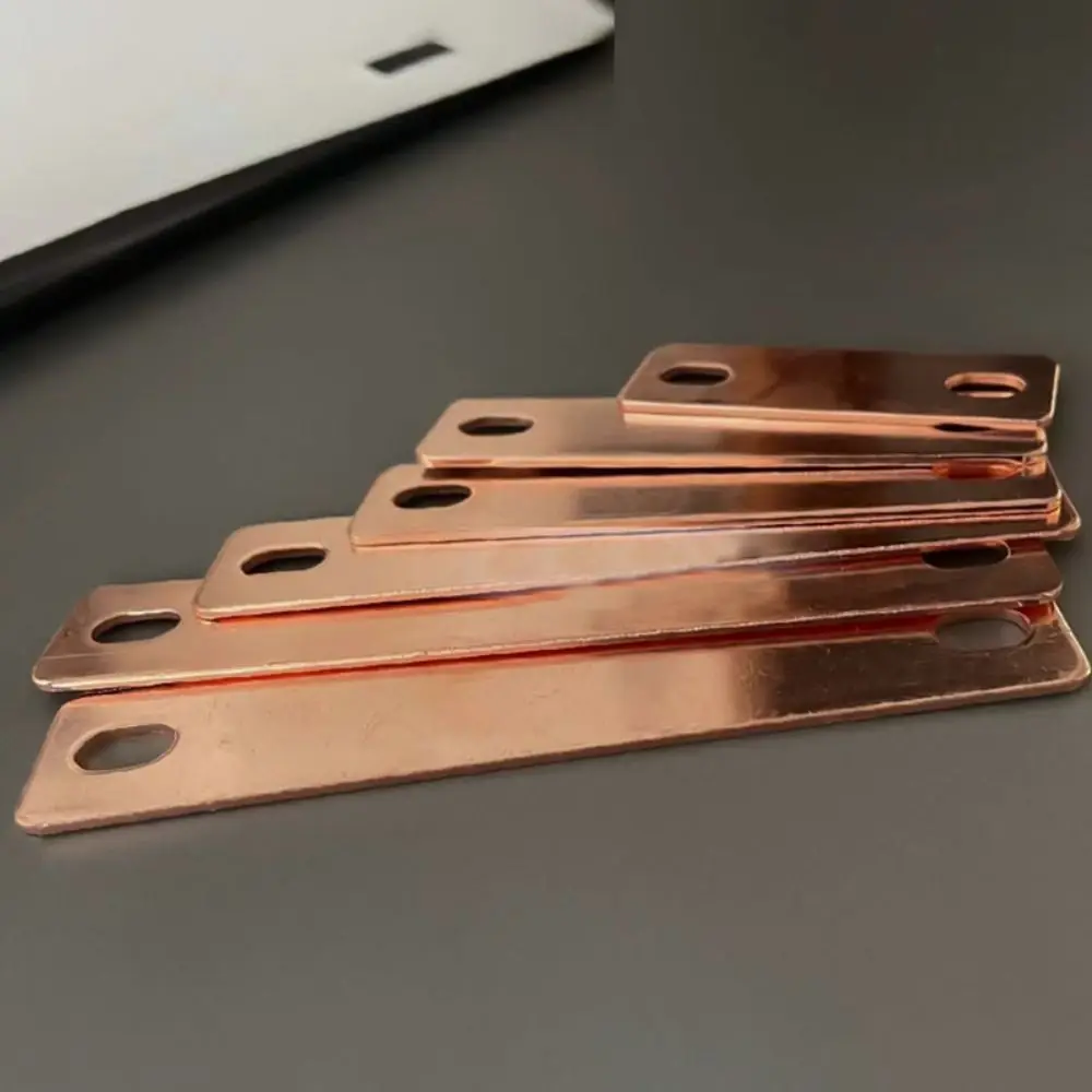 New Red Copper Bus Bars Connector M6 screw holes Flat Red Copper Pickling Busbar Red Copper Nickel Plate LiFePO4 Cell