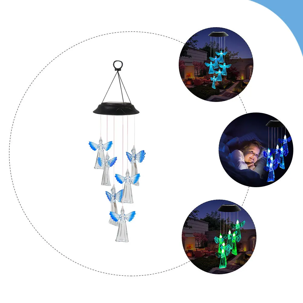 

Outdoor Solar Wind Chime Light Angel Design Decorative Pendant for Porch Terrace Lawn Garden Solar Wind Chime Light