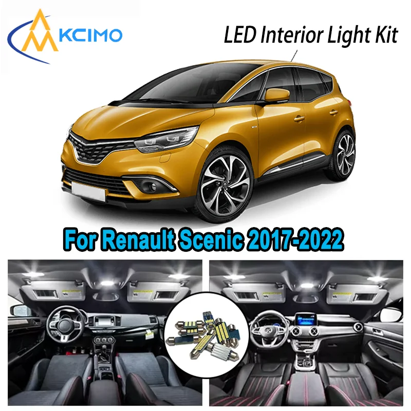 طقم داخلي LED عالي الجودة لسيارة Renault Scenic and Grand Scenic 4 MK4 2017-2022 مصابيح خريطة قبة خالية من الخطأ