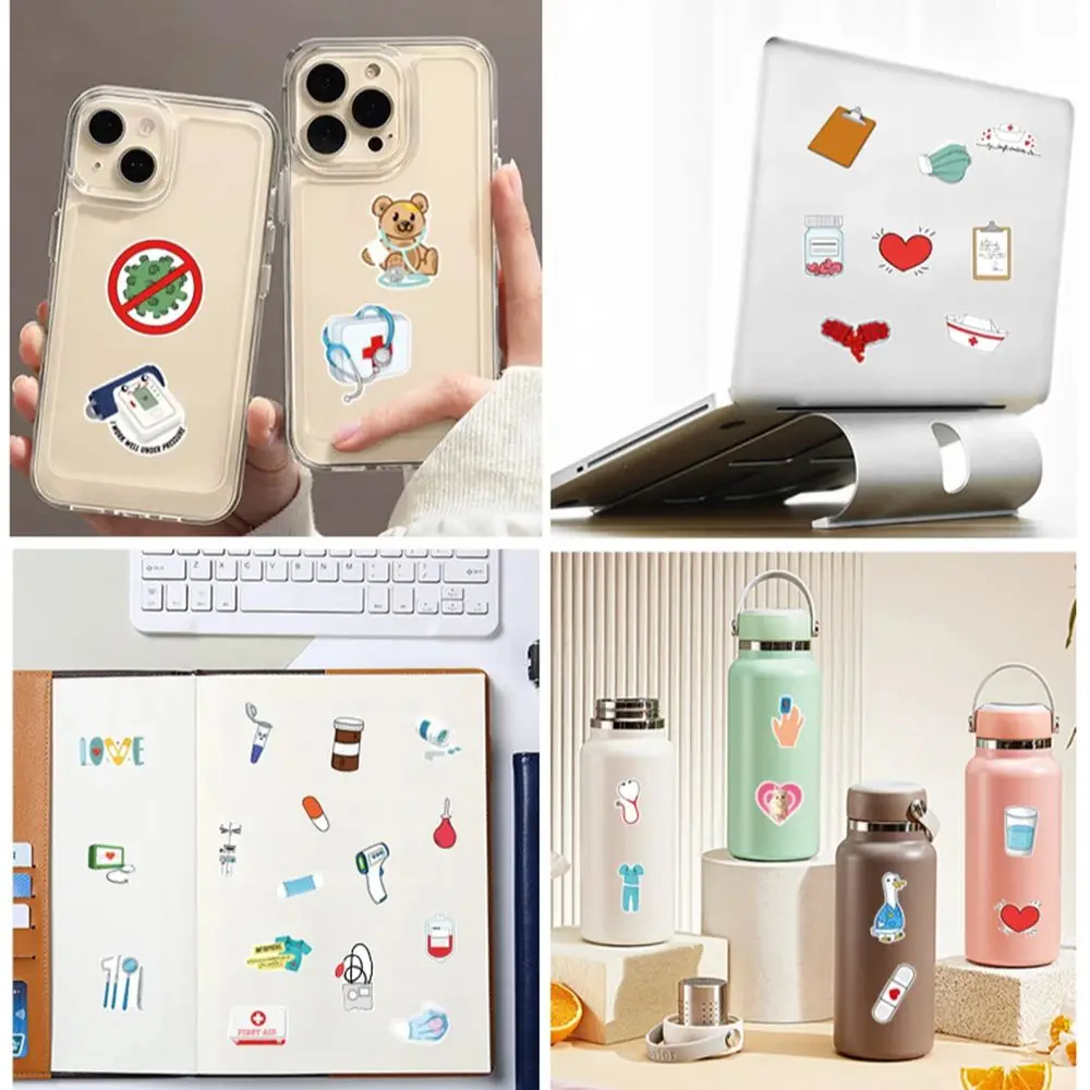 50Pcs Doctor Nurse Stethoscope Stickers for Waterproof Motorcycle Laptop Skateboard Luggage Notebook DIY Sticker Decals