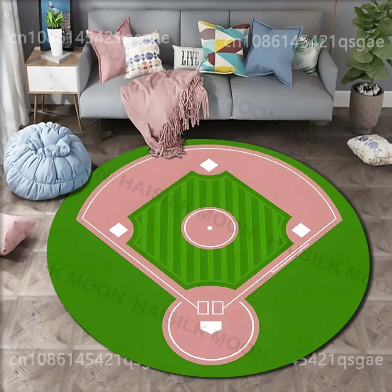 Multiple sizes Baseball field top view Print Round Carpet for Living Room Bedroom Sofa Table Floor Mat Area Rug Luxury Gift