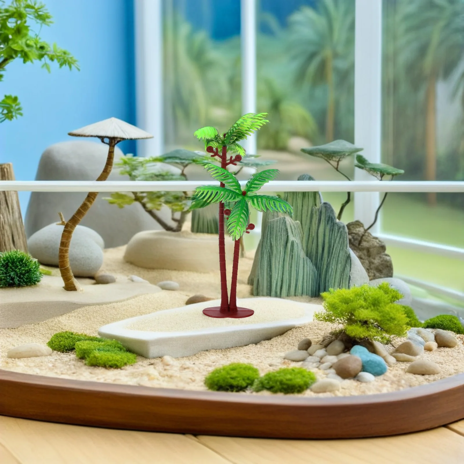 

15Pcs Miniature Palm Tree Coconut Decoration Realistic Tropical Plant for Fairy Garden Micro Beach Landscape Aquarium Bonsai