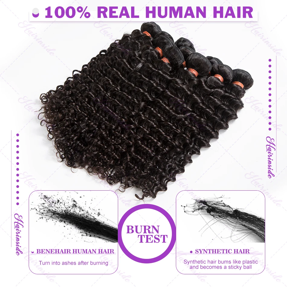 Deep Wave 28 30 34 Inch Indian Remy Raw Virgin Weaving 100% Human Hair Loose Curly Water Wave Extensions 1 3 4 Long Bundles Deal