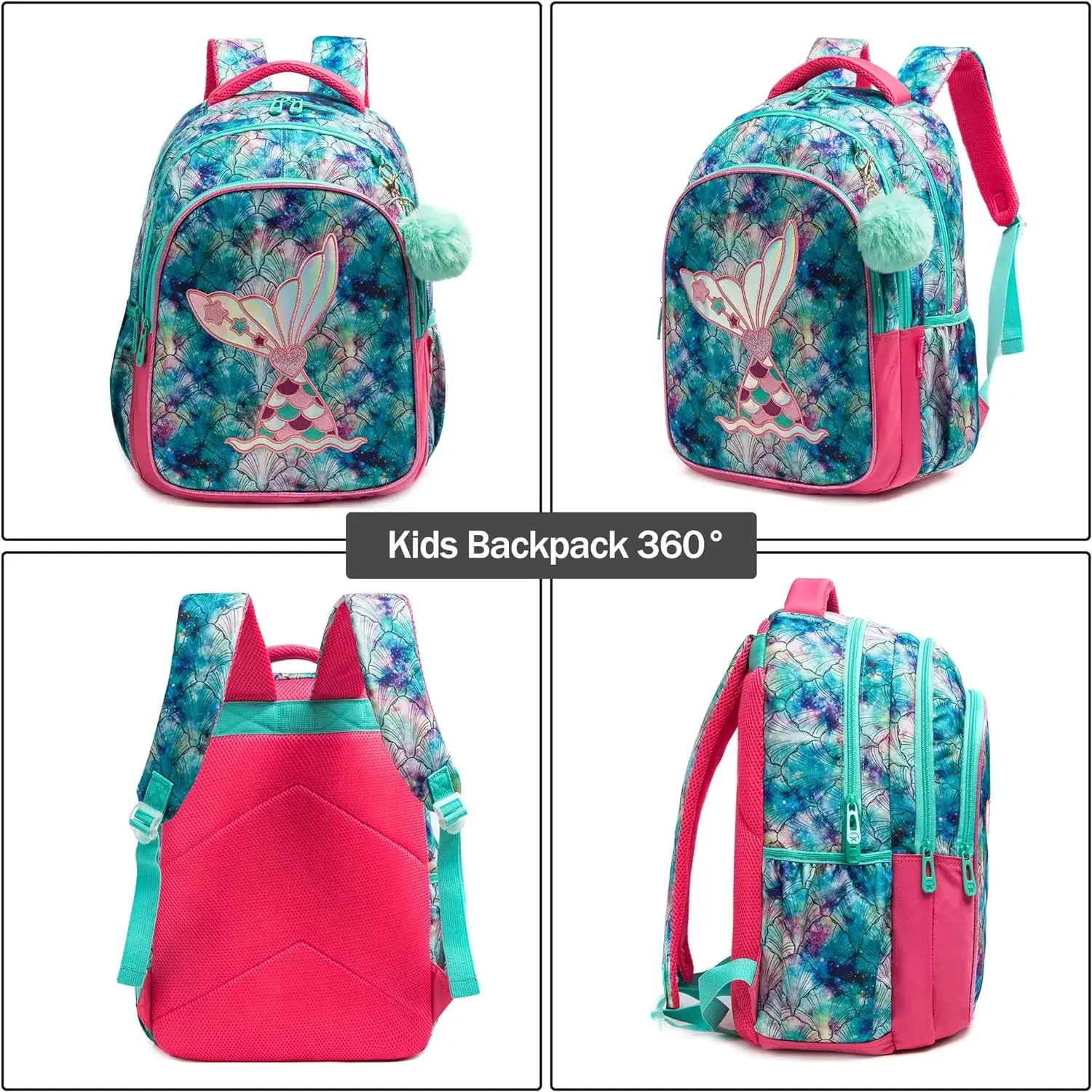 Conjunto de mochila escolar de 3 piezas para niñas, mochilas escolares de primaria, bolsas de libros impermeables, mochilas escolares con bolsa de almuerzo, estuche para lápices