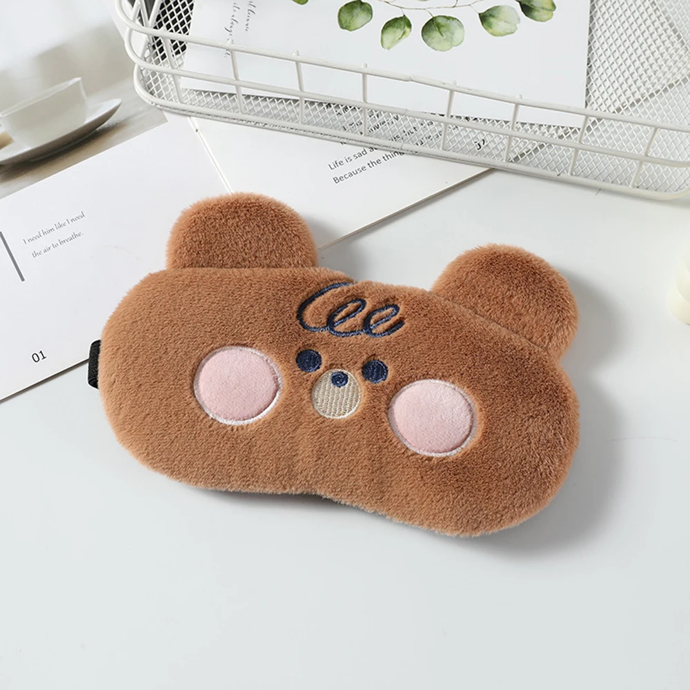 Cute Plush Bear Sleep Eye Mask Light proof Night Eye Cover Soft and Skin-friendly Eye Patches for Children to Sleep Better