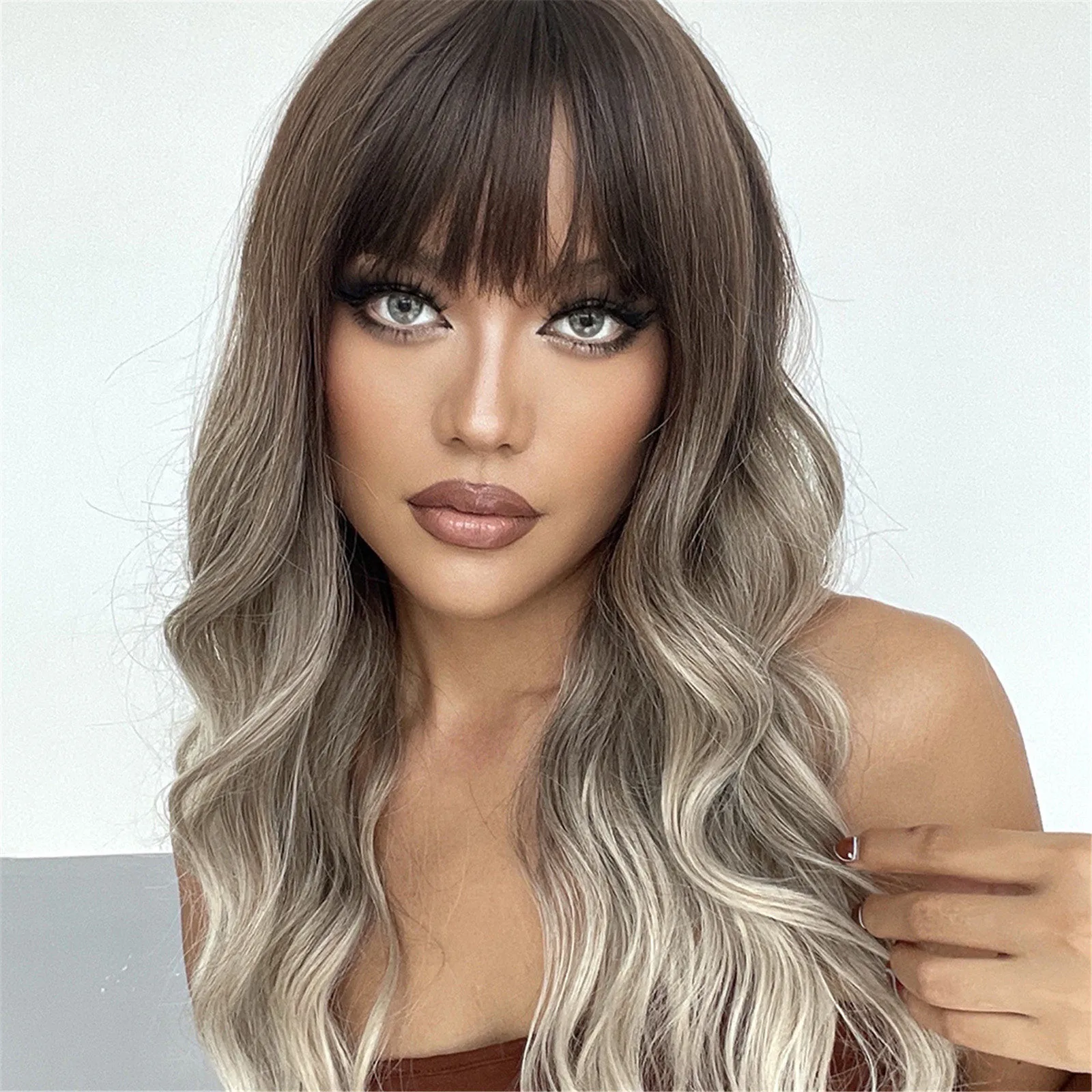 Lace Front Wigs For Women Curly Holiday Shoulder Cosplay Women\'S Bob With Bangs Hair Daily Party Wig Long Girls Hair Barrettes