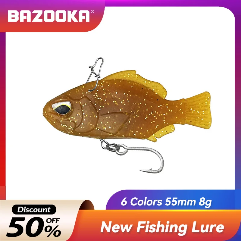 

Bazooka Fishing Lure 55mm/8g Simulated Bait Fake Bait Lead Soft Fish Built in Reflective Lead Block Pike with Fishhook Bass