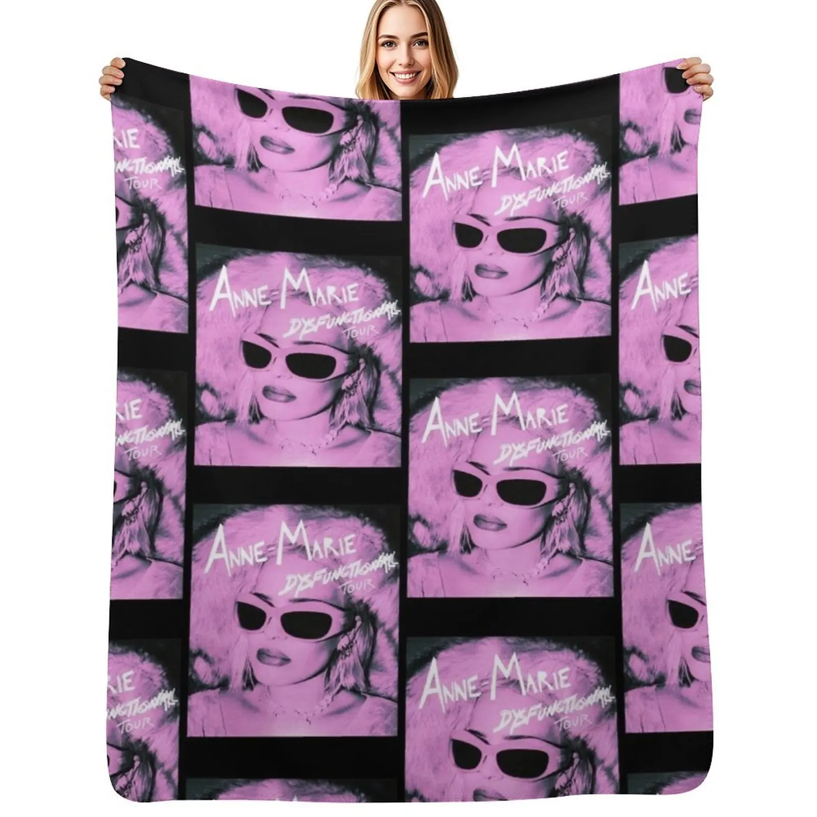 

new Anne-Marie dysfunctional tour Throw Blanket Flannel Fabric wednesday Moving Furrys Blanket