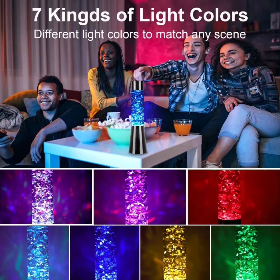 Glitter Lava Lamp Color Flash Lava Lamp Rainbow Decorative Led Lava Lamp