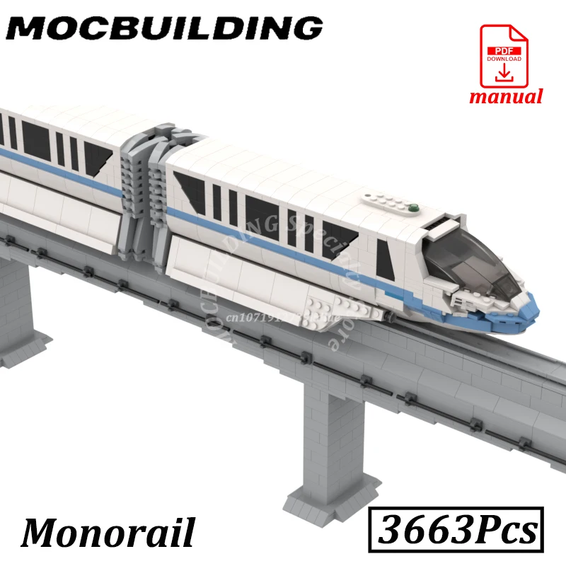

Monorail Train with Rail Display Model City Street View Railway MOC Building Blocks Brick Toys Construction Gift Present