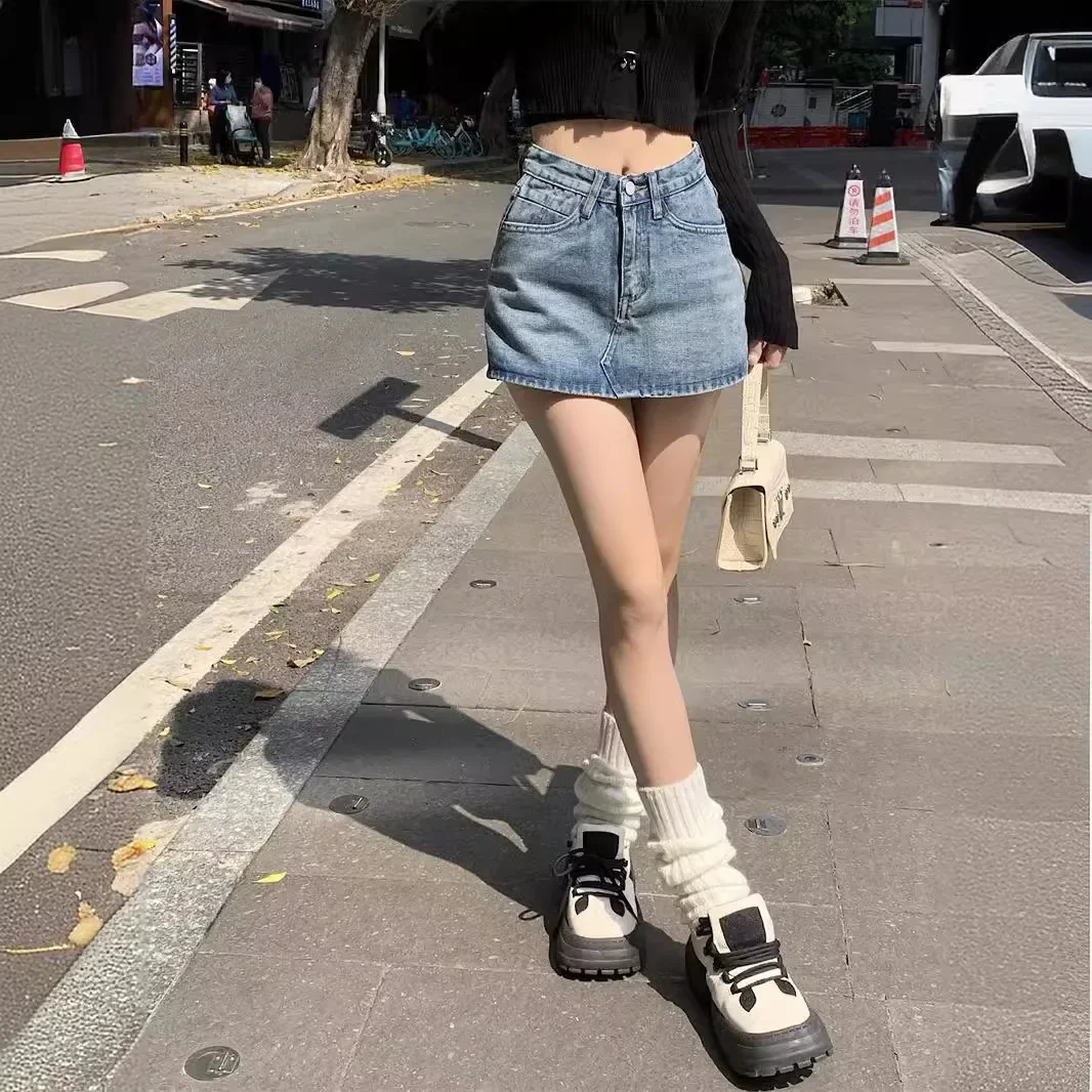 Ins Summer Women High Waist Vintage Shorts Skirts Lady Sexy Nightclub Denim Dress Female Punk Light Blue Black Grey Jeans Dress