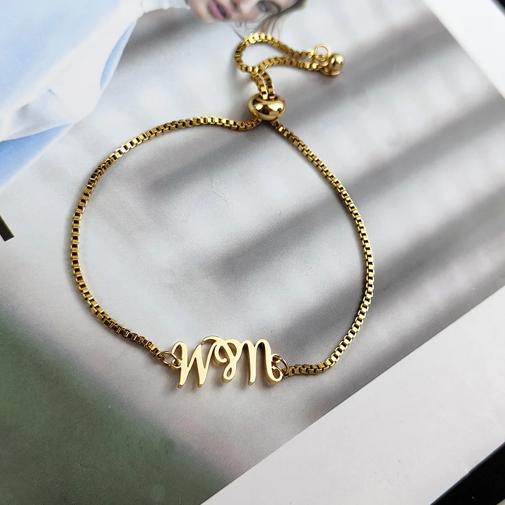 

Custom Name Bracelet for Women Stainless Steel Adjustable Chain Bracelets Customized Jewelry High Quality Personnalisé Gifts