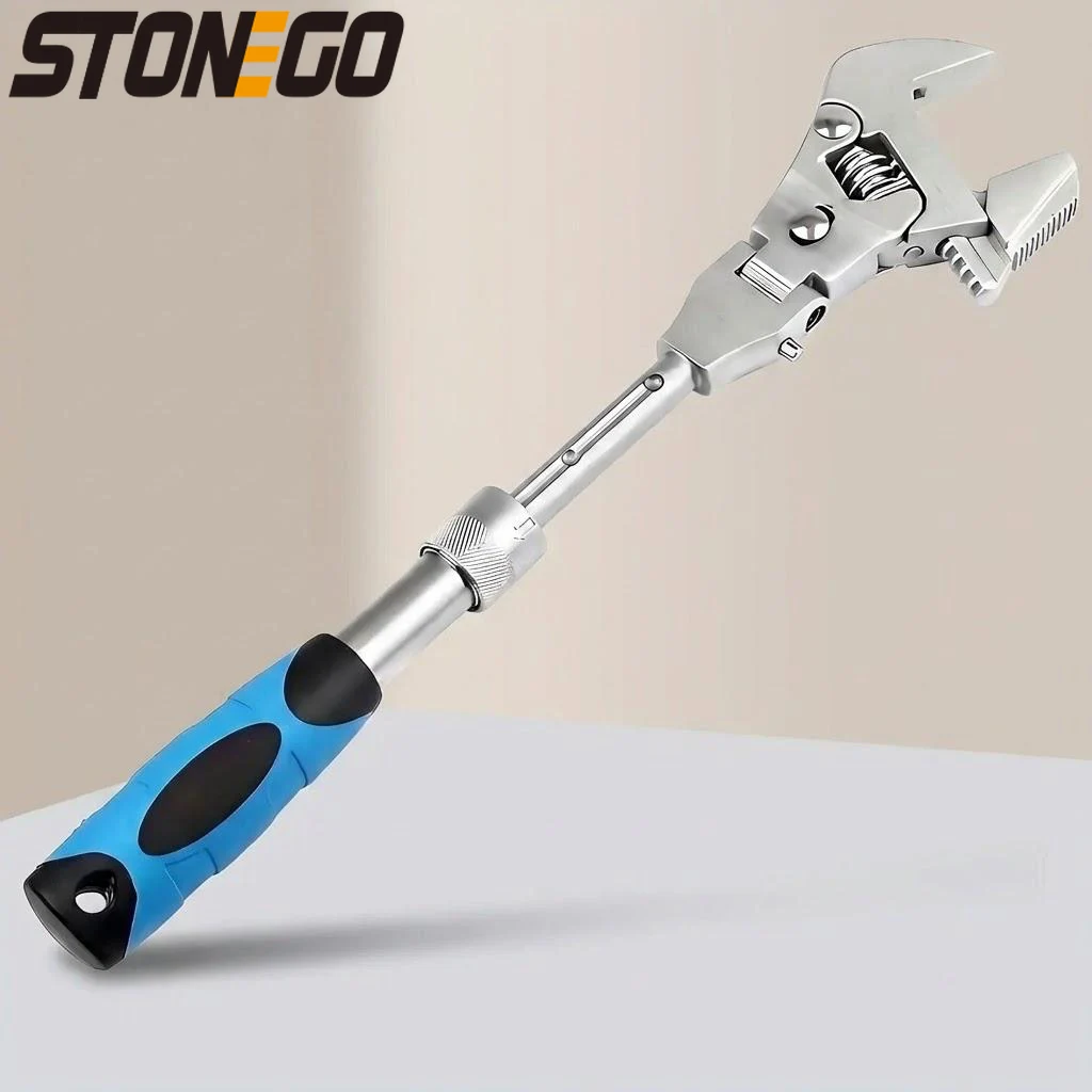 

5in1 Adjustable Ratchet Wrench Swivel Head Stainless Steel Tool for Mechanics Plumbers DIY Extendable Rust Resistant Hand Tool