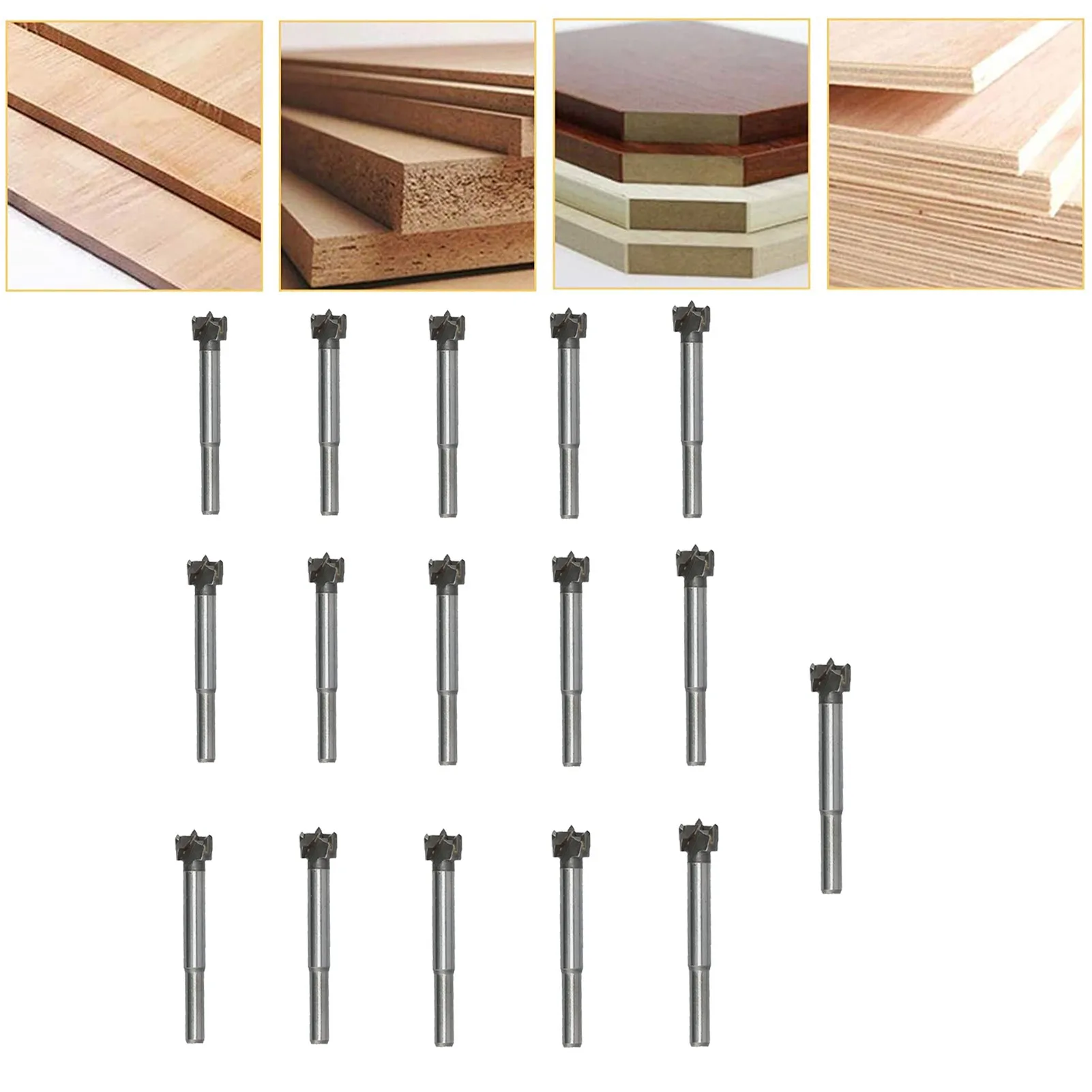 16Pcs Forstner Drill Bits Carbon Steel Woodworking Hinge Hole Saw Punching Bit Cutter Set